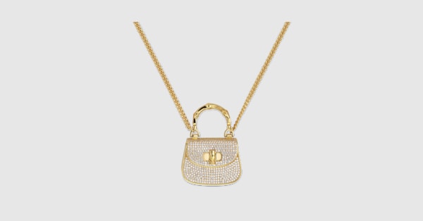 Crossbody necklace with Gucci Bamboo 1947 charm in gold-toned