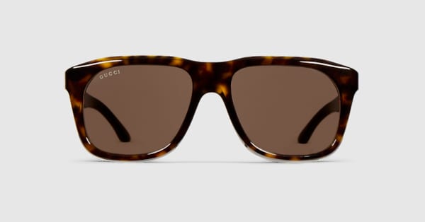 Square frame sunglasses in dark brown tortoiseshell | GUCCI® US