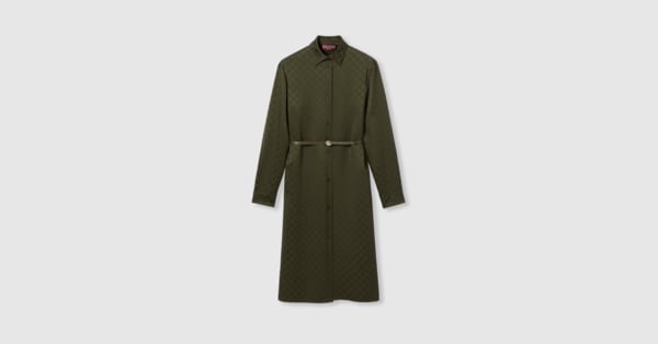 GG satin shirt dress in forest green | GUCCI® UK