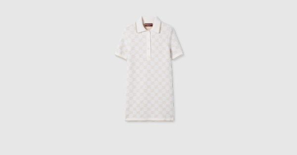 GG cashmere wool jacquard dress in white and beige | GUCCI US