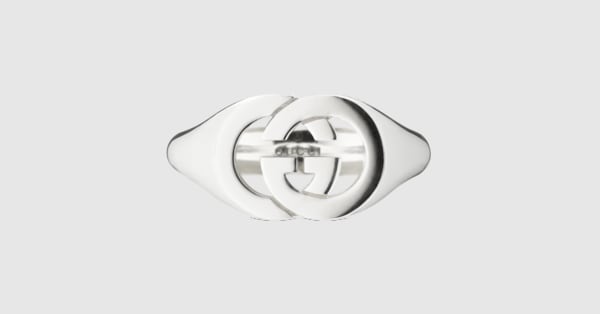 Gucci Interlocking signet ring in 925 sterling silver | GUCCI® US