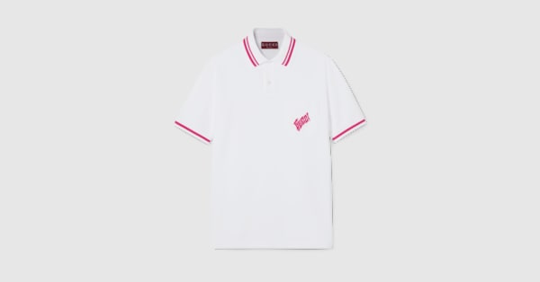 美品✨ GUCCI グッチ LOVELIGHT COTTON POLO TOP Cotton polo top with Gucci intarsia in navy | GUCCI® US