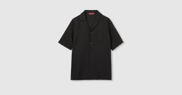 美品 GUCCI GGロゴ ボウリングシャツ ポロシャツ コットン メンズ プリント シルクツイル ボウリングシャツ ・ベージュ | GUCCI公式