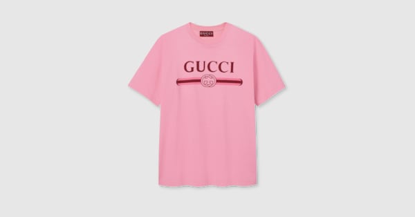 プリント コットンジャージー Tシャツ ・ピンク | GUCCI公式