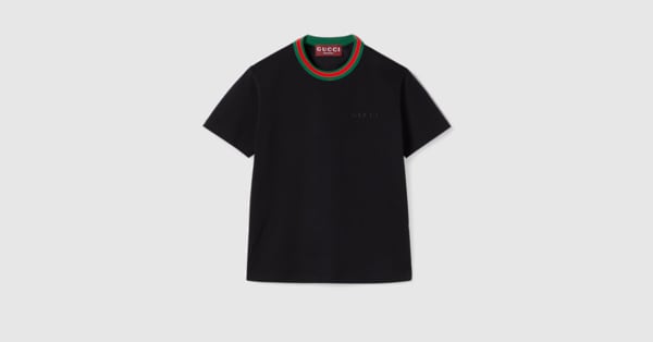 Cotton jersey T-shirt in black | GUCCI® ZA