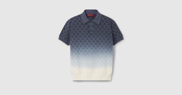 GG コットンニット ジャカード ポロTシャツ ・ダークブルーから