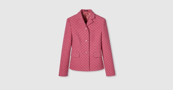 GG cotton bouclé jacket in pink and red | GUCCI® US