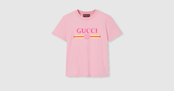 Cotton jersey T-shirt with print in pink | GUCCI® US