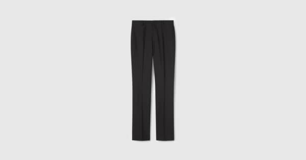 Pinstripe Gucci wool jacquard pants in black | GUCCI® US