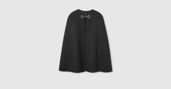 ホースビット シルクウール ケープ ・ダークグレー | GUCCI公式