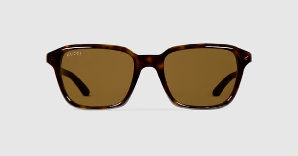 Square frame sunglasses in brown tortoiseshell | GUCCI® US