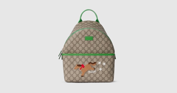 Children's GG backpack in beige and brown GG Supreme | GUCCI® US