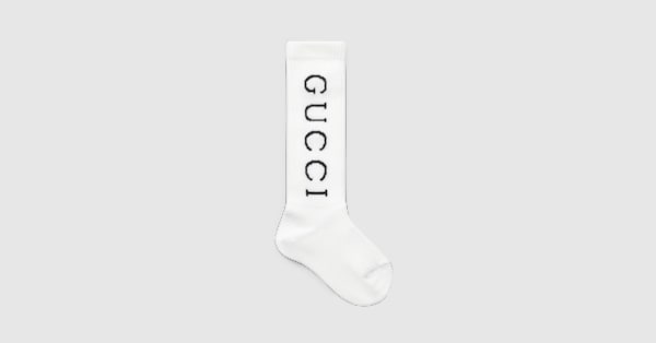 GUCCI ロゴジャガードレギンスSサイズ Children's cotton blend rib socks in white | GUCCI® US