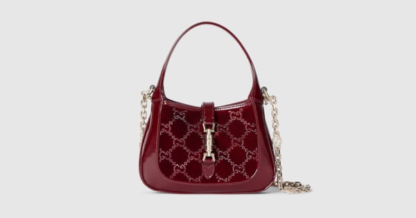 Gucci Jackie 1961 crystals mini bag in Rosso Ancora red velvet