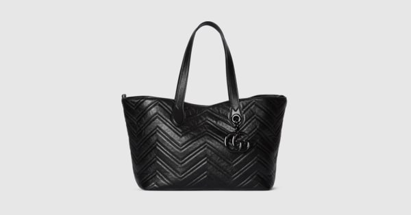 GGマーモント〕ミディアム トートバッグ ・ブラック レザー | GUCCI公式