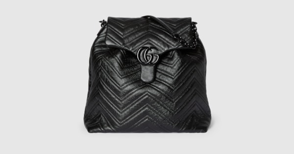 GGマーモント〕ミディアム バックパック ・ブラック レザー | GUCCI公式
