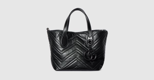 GGマーモント〕スモール トートバッグ ・ブラック レザー | GUCCI公式