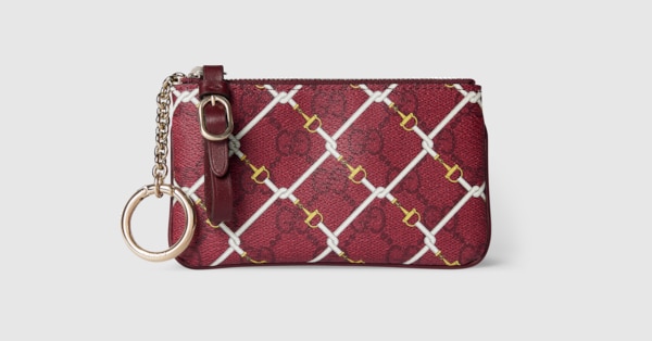 GUCCI アクセサリーポーチ レッド Printed GG key pouch in red and pink GG fabric | GUCCI® US