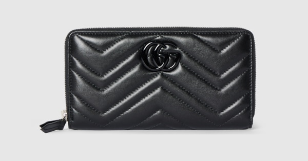 GG Marmont zip around wallet in black leather | GUCCI® US