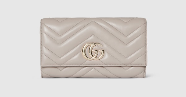 GG Marmont continental wallet in light grey leather | GUCCI® US