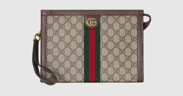 Ophidia small pouch in beige and ebony Supreme | GUCCI® US