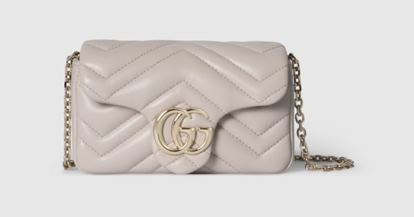 GG Marmont mini shoulder bag in light grey leather | GUCCI® US