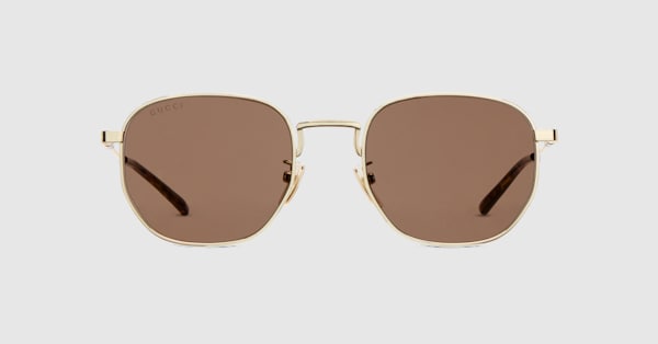 Round frame sunglasses in gold | GUCCI® US