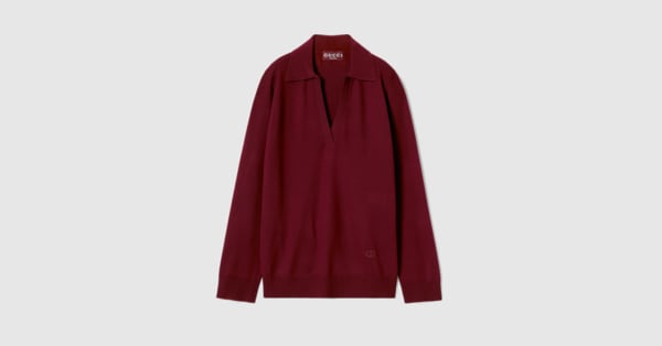 Extra fine wool polo top in rosso ancora red | GUCCI® US