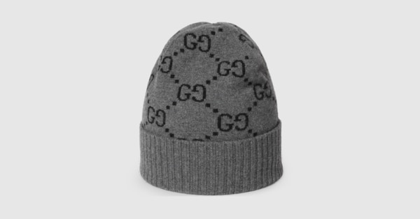 GG cashmere hat in black and grey | GUCCI® US
