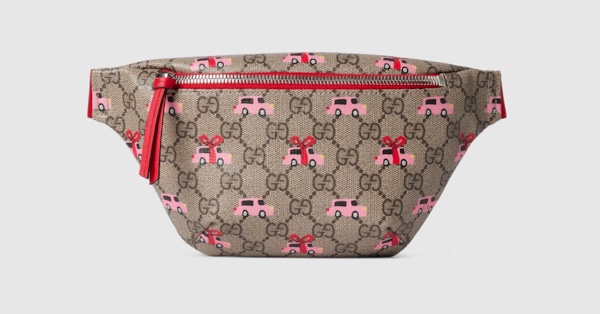 Children's printed GG belt bag in beige and brown GG Supreme