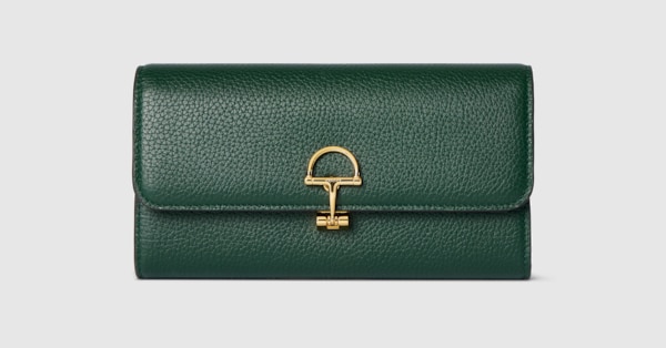 グッチ ハーフ ホースビット〕コンチネンタルウォレット ・グリーン