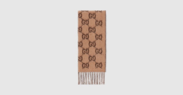 GG alpaca wool scarf in brown and light brown | GUCCI® US