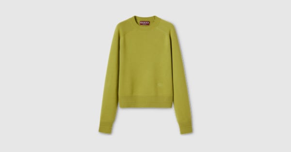 エンブロイダリー付き ウールカシミア セーター ・グリーン | GUCCI公式