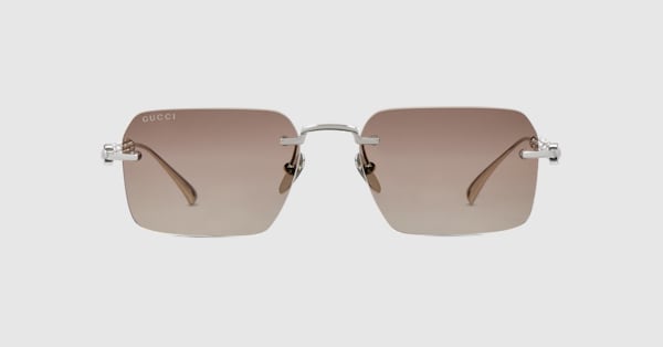 Frameless rectangular sunglasses in silver | GUCCI® CA
