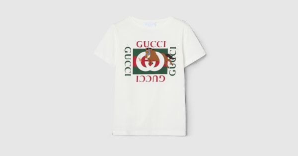 Children's cotton T-shirt with print in white | GUCCI® US