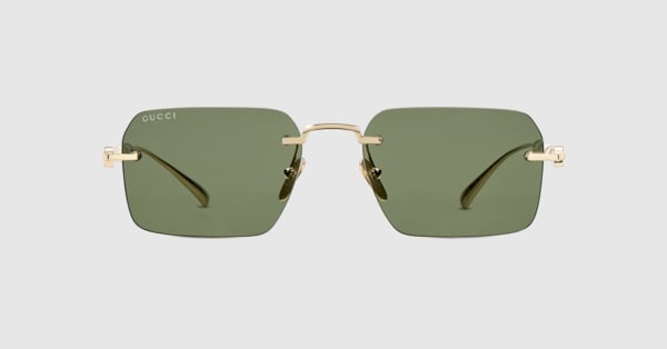 Frameless rectangular sunglasses in gold | GUCCI® US