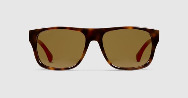 Square frame sunglasses in brown | GUCCI® US