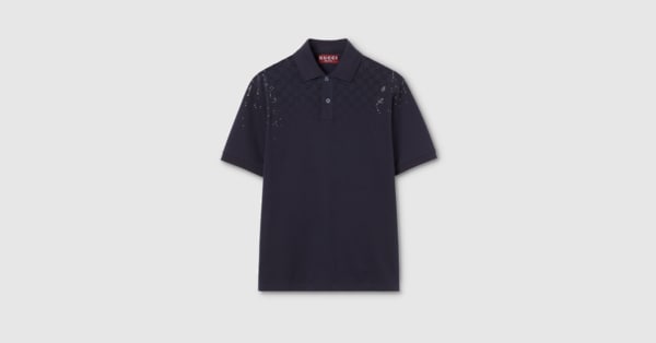 クリスタル コットンピケ ポロシャツ ・ダークブルー | GUCCI公式