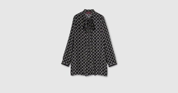 プリント シルクツイル ドレス ・ブラック | GUCCI公式