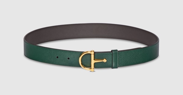 ハーフ ホースビット バックル ベルト ・グリーン レザー | GUCCI公式