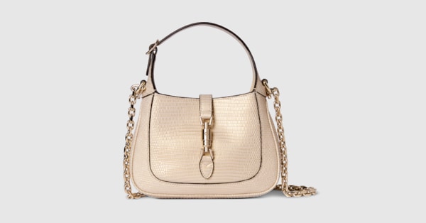 Gucci Jackie 1961 mini lizard bag in metallic beige | GUCCI® US