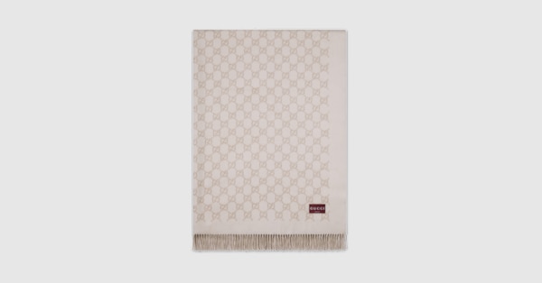 ✨極美品✨GUCCI パールボタンキルティングジャケット（40） GGウールカシミア リバーシブル ブランケット ・ホワイト＆ブラウン