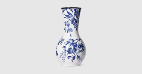 Herbarium print vase in blue and white porcelain | GUCCI® US