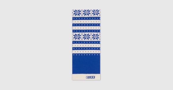 Children's scarf with Gucci logo in blue and ivory | GUCCI® US