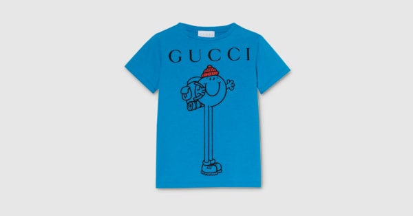 チルドレンズ〕プリント コットン Tシャツ ・ブルー | GUCCI公式