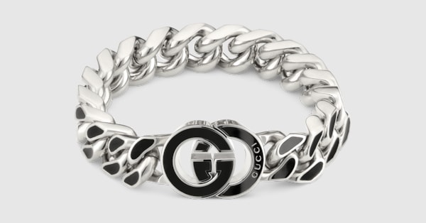 Gucci Interlocking chain bracelet in palladium-toned brass | GUCCI® US