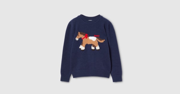 Children's wool sweater in dark blue | GUCCI® US