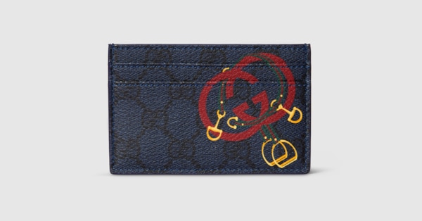 GG card case with print in dark blue GG Supreme | GUCCI® US