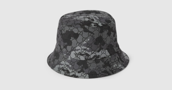 マーブル GGキャンバス バケットハット ・ブラック＆グレー | GUCCI公式