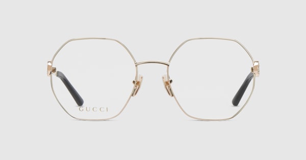 Square optical frame in gold-toned | GUCCI® INT